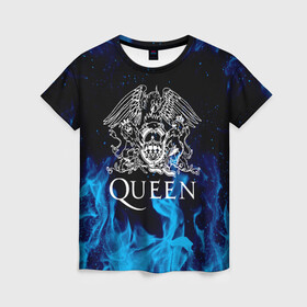 Женская футболка 3D с принтом QUEEN  в Курске, 100% полиэфир ( синтетическое хлопкоподобное полотно) | прямой крой, круглый вырез горловины, длина до линии бедер | queen | rock | we will rock you | брайан мэи | группа queen | группа квин | джон дикон | квин | королева | король | роджер тейлор | рок | фредди меркьюри