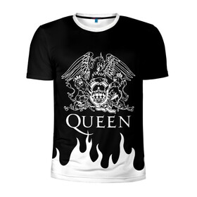 Мужская футболка 3D спортивная с принтом QUEEN  в Курске, 100% полиэстер с улучшенными характеристиками | приталенный силуэт, круглая горловина, широкие плечи, сужается к линии бедра | queen | rock | we will rock you | брайан мэи | группа queen | группа квин | джон дикон | квин | королева | король | роджер тейлор | рок | фредди меркьюри