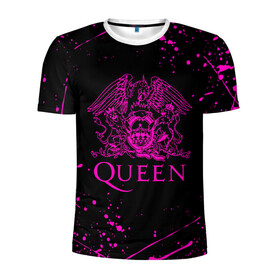 Мужская футболка 3D спортивная с принтом QUEEN  в Курске, 100% полиэстер с улучшенными характеристиками | приталенный силуэт, круглая горловина, широкие плечи, сужается к линии бедра | queen | rock | we will rock you | брайан мэи | группа queen | группа квин | джон дикон | квин | королева | король | роджер тейлор | рок | фредди меркьюри