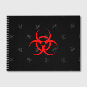 Альбом для рисования с принтом EPIDEMIC BIOHAZARD в Курске, 100% бумага
 | матовая бумага, плотность 200 мг. | Тематика изображения на принте: beta cov b | biohazard | mask | sars cov | биохазард | вирус | вирус из китая | китай | коронавирус | маски | медицина | медицинская маска | пневмония | ухань | эпидемия