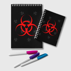 Блокнот с принтом EPIDEMIC BIOHAZARD в Курске, 100% бумага | 48 листов, плотность листов — 60 г/м2, плотность картонной обложки — 250 г/м2. Листы скреплены удобной пружинной спиралью. Цвет линий — светло-серый
 | beta cov b | biohazard | mask | sars cov | биохазард | вирус | вирус из китая | китай | коронавирус | маски | медицина | медицинская маска | пневмония | ухань | эпидемия