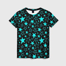 Женская футболка 3D с принтом Звёздочки в Курске, 100% полиэфир ( синтетическое хлопкоподобное полотно) | прямой крой, круглый вырез горловины, длина до линии бедер | converse | star | stars | без принта | без рисунка | без шва | бесшовная | голубая | детская | звездочки | звезды | конверс | маска | маска без рисунка | модная | текстуры | тренд | тренды