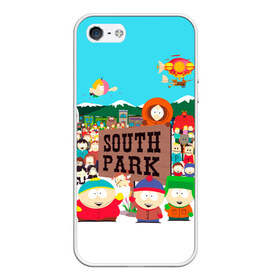 Чехол для iPhone 5/5S матовый с принтом South Park в Курске, Силикон | Область печати: задняя сторона чехла, без боковых панелей | south park | sp | батерс | баттерс | гарисон | енот | кайл  брофловски | картман | кеннет | кенни | маки | макки | маккормик | марш | мистер | мистереон | мультфильм | полотенчик | ренди | саус парк | сауспарк