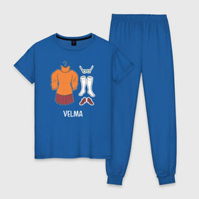 Женская пижама хлопок с принтом Velma в Курске, 100% хлопок | брюки и футболка прямого кроя, без карманов, на брюках мягкая резинка на поясе и по низу штанин | scooby doo | vdosadir | velma dinkle | велма динкли | скуби ду | уильям ханна