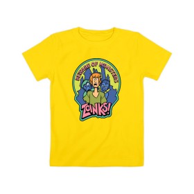 Детская футболка хлопок с принтом Zoinks ! в Курске, 100% хлопок | круглый вырез горловины, полуприлегающий силуэт, длина до линии бедер | Тематика изображения на принте: scooby doo | shaggy | vdosadir | скуби ду | уильям ханна | шегги