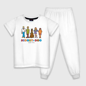 Детская пижама хлопок с принтом Scooby-Doo and Co в Курске, 100% хлопок |  брюки и футболка прямого кроя, без карманов, на брюках мягкая резинка на поясе и по низу штанин
 | fred jones | scooby doo | scrappy doo | shaggy | vdosadir | velma dinkle | велма динкли | дафна блейк | скуберт фон дуенхеймер | скуби ду | уильям ханна | фред джонс | шегги
