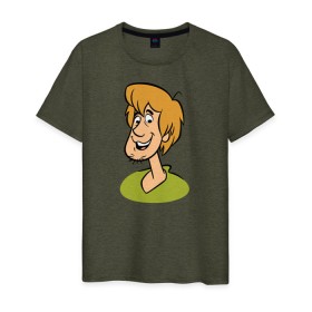 Мужская футболка хлопок с принтом Shaggy в Курске, 100% хлопок | прямой крой, круглый вырез горловины, длина до линии бедер, слегка спущенное плечо. | scooby doo | shaggy | vdosadir | скуби ду | шегги