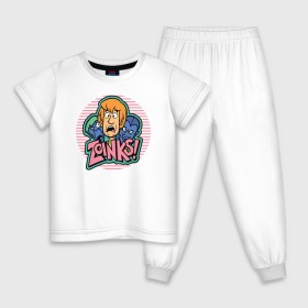 Детская пижама хлопок с принтом Zoinks ! в Курске, 100% хлопок |  брюки и футболка прямого кроя, без карманов, на брюках мягкая резинка на поясе и по низу штанин
 | scooby doo | shaggy | vdosadir | скуби ду | уильям ханна | шегги
