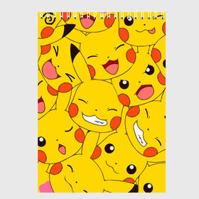 Скетчбук с принтом Pikachu в Курске, 100% бумага
 | 48 листов, плотность листов — 100 г/м2, плотность картонной обложки — 250 г/м2. Листы скреплены сверху удобной пружинной спиралью | game | pikachu | аниме | игры | манги | покемон