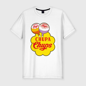 Мужская футболка хлопок Slim с принтом Chupa-Chups в Курске, 92% хлопок, 8% лайкра | приталенный силуэт, круглый вырез ворота, длина до линии бедра, короткий рукав | Тематика изображения на принте: 