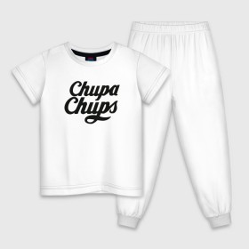 Детская пижама хлопок с принтом Chupa-Chups Logo в Курске, 100% хлопок |  брюки и футболка прямого кроя, без карманов, на брюках мягкая резинка на поясе и по низу штанин
 | chupa chups | confectus | confetto | бренд | конфета | сладкое | сладость | сосалка | соска | чупа | чупа чупс | чупс