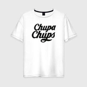 Женская футболка хлопок Oversize с принтом Chupa-Chups Logo в Курске, 100% хлопок | свободный крой, круглый ворот, спущенный рукав, длина до линии бедер
 | chupa chups | confectus | confetto | бренд | конфета | сладкое | сладость | сосалка | соска | чупа | чупа чупс | чупс