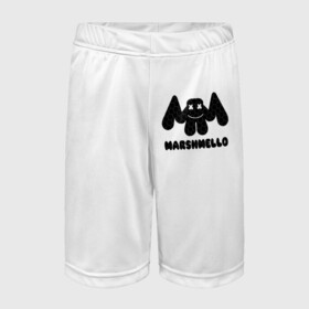 Детские спортивные шорты 3D с принтом Marshmello (Спина) в Курске,  100% полиэстер
 | пояс оформлен широкой мягкой резинкой, ткань тянется
 | dj marshmello | marshmallo | marshmello | marshmello logo | диджей маршмелло | зефир | клубная музыка | клубняк | маршмелло | маршмеллоу | маршмело