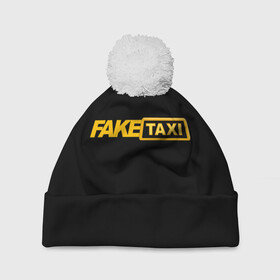Шапка 3D c помпоном с принтом Fake Taxi в Курске, 100% полиэстер | универсальный размер, печать по всей поверхности изделия | fake taxi | faketaxi | taxi | такси | таксист | фейк такси | фейковое такси | фейктакси