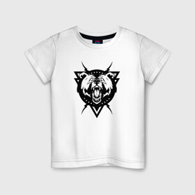 Детская футболка хлопок с принтом Медведь  в Курске, 100% хлопок | круглый вырез горловины, полуприлегающий силуэт, длина до линии бедер | культура | медведь | оберег | руны | славяне | талисман