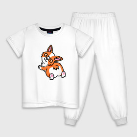 Детская пижама хлопок с принтом Милый корги в Курске, 100% хлопок |  брюки и футболка прямого кроя, без карманов, на брюках мягкая резинка на поясе и по низу штанин
 | 