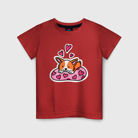 Детская футболка хлопок с принтом Любимый корги в Курске, 100% хлопок | круглый вырез горловины, полуприлегающий силуэт, длина до линии бедер | corgi | корги | маленькая собачка | милый | милый корги | рыжая | рыжая собачка | собака | собачка | такси