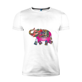 Мужская футболка премиум с принтом Слон в Курске, 92% хлопок, 8% лайкра | приталенный силуэт, круглый вырез ворота, длина до линии бедра, короткий рукав | декоративный | животные | звери | прикольные картинки | слон