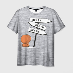 Мужская футболка 3D с принтом DEATH в Курске, 100% полиэфир | прямой крой, круглый вырез горловины, длина до линии бедер | cartman | kenny | kyle | south park | stan | кайл | картман | кенни | стэн | южный парк