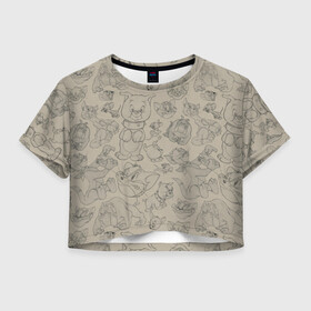 Женская футболка Crop-top 3D с принтом Heroes Tom&Jerry pattern в Курске, 100% полиэстер | круглая горловина, длина футболки до линии талии, рукава с отворотами | spike | tom  jerry | tom and jerry | tomjerry | tuffy | vdgerir | мамочка два тапочка | том и джери | том и джерри