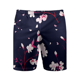 Мужские шорты спортивные с принтом Сакура в Курске,  |  | cherry | flowers | japan | sakura | spring | весна | вишня | дерево | сакура | цветы | япония