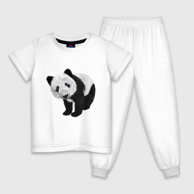 Детская пижама хлопок с принтом Панда в Курске, 100% хлопок |  брюки и футболка прямого кроя, без карманов, на брюках мягкая резинка на поясе и по низу штанин
 | животное | медведь | панда | пушистый | черно белое