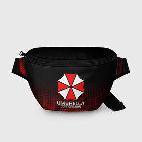 Поясная сумка 3D с принтом UMBRELLA CORP в Курске, 100% полиэстер | плотная ткань, ремень с регулируемой длиной, внутри несколько карманов для мелочей, основное отделение и карман с обратной стороны сумки застегиваются на молнию | ada wong | biohazard | leon | nemesis | project resistance | raccoon city | re | re3 | resident evil | resident evil 3 | rpd | stars | umbrella | ада вонг | амбрелла | немезис | ужасы