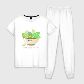 Женская пижама хлопок с принтом Салат Для тех кто на диете в Курске, 100% хлопок | брюки и футболка прямого кроя, без карманов, на брюках мягкая резинка на поясе и по низу штанин | грусть | диета | зож | пп | правильное питание | салат
