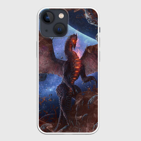 Чехол для iPhone 13 mini с принтом SPACE FIRE DRAGO | КОСМИЧЕСКИЙ ОГНЕННЫЙ ДРАКОН в Курске,  |  | dragon | fire | monster | space | драго | дракон | космический | космос | монстр | огнедыщащий | огонь | прикольная картинка | чудовище | ящерица