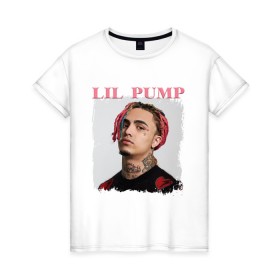 Женская футболка хлопок с принтом LIL PUMP в Курске, 100% хлопок | прямой крой, круглый вырез горловины, длина до линии бедер, слегка спущенное плечо | esketit | gucci gang | lil pump | pattern | гуччи ганг | лил памп