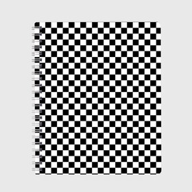 Тетрадь с принтом Шахматка мелкая в Курске, 100% бумага | 48 листов, плотность листов — 60 г/м2, плотность картонной обложки — 250 г/м2. Листы скреплены сбоку удобной пружинной спиралью. Уголки страниц и обложки скругленные. Цвет линий — светло-серый
 | Тематика изображения на принте: квадраты | мелкая шахматка | текстуры | узор шахматка | узоры | чб | чб квадраты | чб узор | шахматка | шахматная доска | шахматы