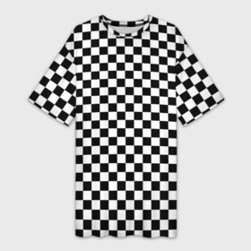 Платье-футболка 3D с принтом Шахматка мелкая в Курске,  |  | квадраты | мелкая шахматка | текстуры | узор шахматка | узоры | чб | чб квадраты | чб узор | шахматка | шахматная доска | шахматы