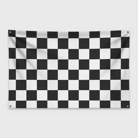 Флаг-баннер с принтом Шахматка в Курске, 100% полиэстер | размер 67 х 109 см, плотность ткани — 95 г/м2; по краям флага есть четыре люверса для крепления | Тематика изображения на принте: квадраты | текстуры | узор шахматка | узоры | чб | чб квадраты | чб узор | шахматка | шахматная доска | шахматы
