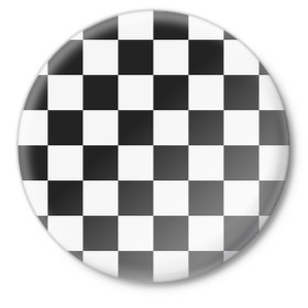Значок с принтом Шахматка в Курске,  металл | круглая форма, металлическая застежка в виде булавки | квадраты | текстуры | узор шахматка | узоры | чб | чб квадраты | чб узор | шахматка | шахматная доска | шахматы