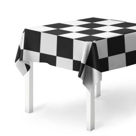 Скатерть 3D с принтом Шахматка в Курске, 100% полиэстер (ткань не мнется и не растягивается) | Размер: 150*150 см | квадраты | текстуры | узор шахматка | узоры | чб | чб квадраты | чб узор | шахматка | шахматная доска | шахматы
