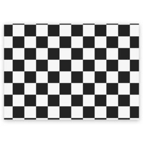 Поздравительная открытка с принтом Шахматка в Курске, 100% бумага | плотность бумаги 280 г/м2, матовая, на обратной стороне линовка и место для марки
 | квадраты | текстуры | узор шахматка | узоры | чб | чб квадраты | чб узор | шахматка | шахматная доска | шахматы