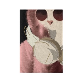 Обложка для паспорта матовая кожа с принтом Cat and music в Курске, натуральная матовая кожа | размер 19,3 х 13,7 см; прозрачные пластиковые крепления | Тематика изображения на принте: cats | коты | кошки | музыка