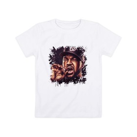 Детская футболка хлопок с принтом Ice Cube в Курске, 100% хлопок | круглый вырез горловины, полуприлегающий силуэт, длина до линии бедер | ice cube | oshea jackson | rap | айс куб | айс кьюб | реп | репер | рэпер | хип хоп