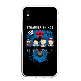 Чехол для iPhone XS Max матовый с принтом Очень странные дела в Курске, Силикон | Область печати: задняя сторона чехла, без боковых панелей | Тематика изображения на принте: south park | sp | stranger things | байерс | батерс | баттерс | загадочные события | кайл  брофловски | картман | кеннет | кенни | маккормик | марш | оди | одиннадцать | очень странные дела | саус парк | сауспарк