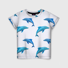 Детская футболка 3D с принтом Рай для дельфина в Курске, 100% гипоаллергенный полиэфир | прямой крой, круглый вырез горловины, длина до линии бедер, чуть спущенное плечо, ткань немного тянется | Тематика изображения на принте: арт | дельфин | дельфины | искусство | морское | океан | паттерн | рыба | рыбы