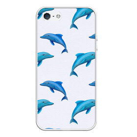 Чехол для iPhone 5/5S матовый с принтом Рай для дельфина в Курске, Силикон | Область печати: задняя сторона чехла, без боковых панелей | арт | дельфин | дельфины | искусство | морское | океан | паттерн | рыба | рыбы