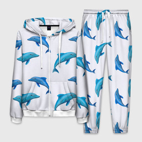 Мужской костюм 3D с принтом Рай для дельфина в Курске, 100% полиэстер | Манжеты и пояс оформлены тканевой резинкой, двухслойный капюшон со шнурком для регулировки, карманы спереди | арт | дельфин | дельфины | искусство | морское | океан | паттерн | рыба | рыбы