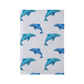 Обложка для паспорта матовая кожа с принтом Рай для дельфина в Курске, натуральная матовая кожа | размер 19,3 х 13,7 см; прозрачные пластиковые крепления | Тематика изображения на принте: арт | дельфин | дельфины | искусство | морское | океан | паттерн | рыба | рыбы