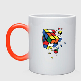 Кружка хамелеон с принтом Кубик Рубика в Курске, керамика | меняет цвет при нагревании, емкость 330 мл | Тематика изображения на принте: абстракция | арт | головоломка | кубик рубик | кубик рубика