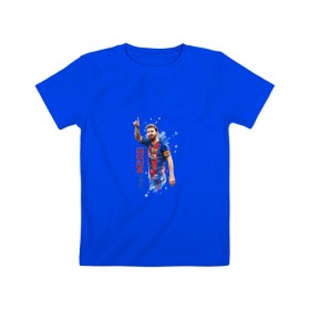 Детская футболка хлопок с принтом Месси в Курске, 100% хлопок | круглый вырез горловины, полуприлегающий силуэт, длина до линии бедер | Тематика изображения на принте: lionel | messi | барса | барселона | испания | лионель | месси | футбол