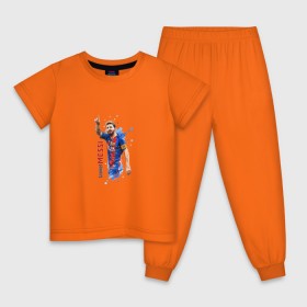 Детская пижама хлопок с принтом Месси в Курске, 100% хлопок |  брюки и футболка прямого кроя, без карманов, на брюках мягкая резинка на поясе и по низу штанин
 | lionel | messi | барса | барселона | испания | лионель | месси | футбол