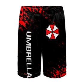 Детские спортивные шорты 3D с принтом UMBRELLA CORP в Курске,  100% полиэстер
 | пояс оформлен широкой мягкой резинкой, ткань тянется
 | ada wong | biohazard | leon | nemesis | project resistance | raccoon city | re | re3 | resident evil | resident evil 3 | rpd | stars | umbrella | ада вонг | амбрелла | немезис | ужасы