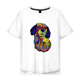 Мужская футболка хлопок Oversize с принтом Берегись биглей в Курске, 100% хлопок | свободный крой, круглый ворот, “спинка” длиннее передней части | абстракция | бигль | сердце | собака