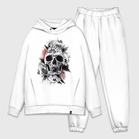 Мужской костюм хлопок OVERSIZE с принтом Skull в Курске,  |  | flower | grin | jaw | orbits | rose | skull | teeth | глазницы | зубы | оскал | пасть | роза | цветок | череп