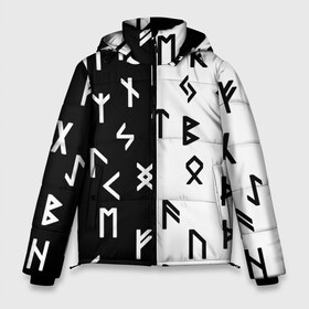 Мужская зимняя куртка 3D с принтом РУНЫ в Курске, верх — 100% полиэстер; подкладка — 100% полиэстер; утеплитель — 100% полиэстер | длина ниже бедра, свободный силуэт Оверсайз. Есть воротник-стойка, отстегивающийся капюшон и ветрозащитная планка. 

Боковые карманы с листочкой на кнопках и внутренний карман на молнии. | Тематика изображения на принте: runes | древние знаки | знак рода | знаки | иероглифы | коловрат | перунова сила | руны | русь | сварог | сварожич | символы | славяне | славянская символика | я русский | ярга